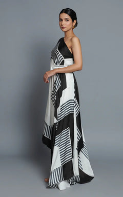 Noir Monochrome Drape Dress