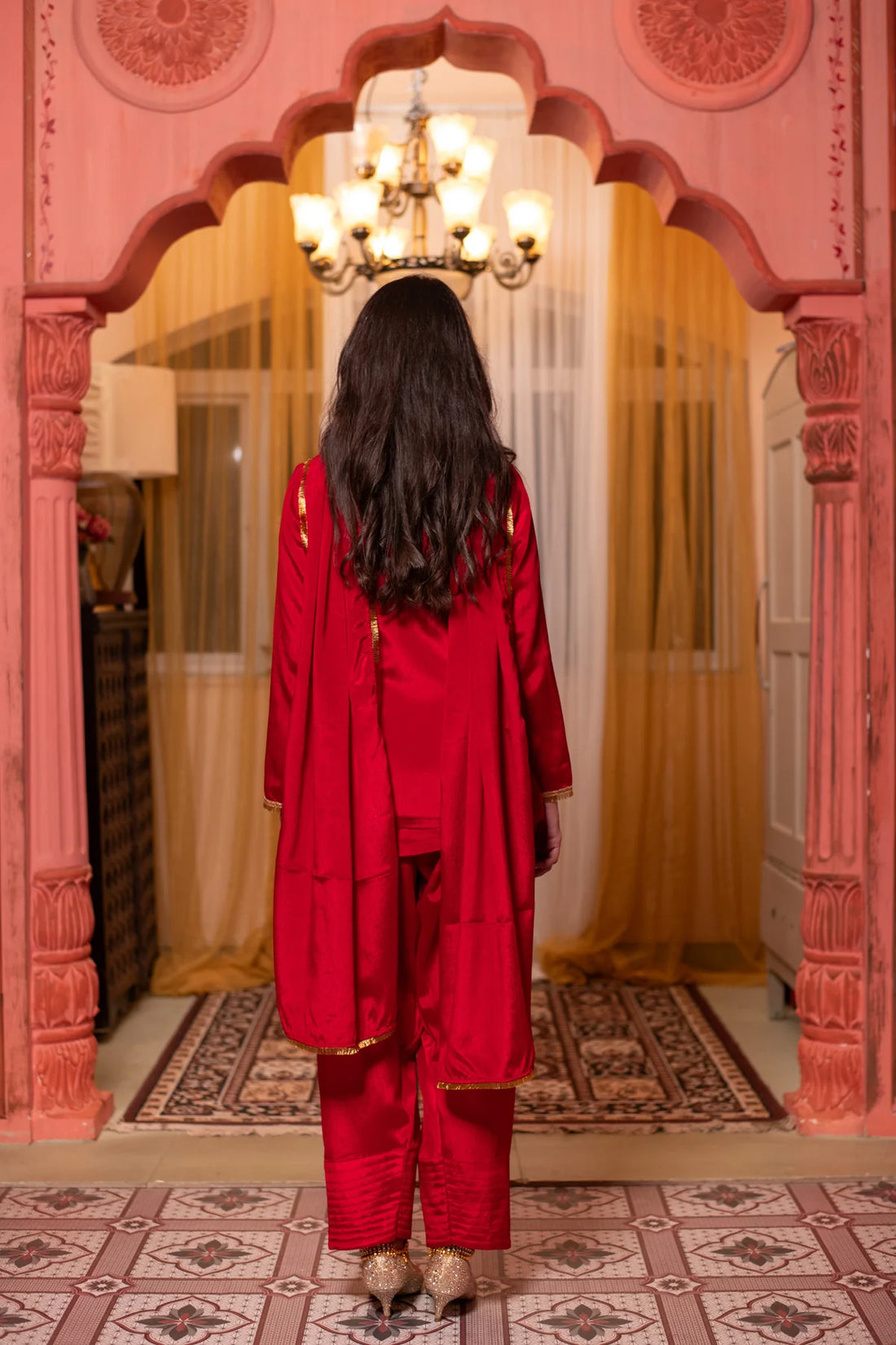 Rangreza Ruby Short Kurta with Farshi Salwar Set