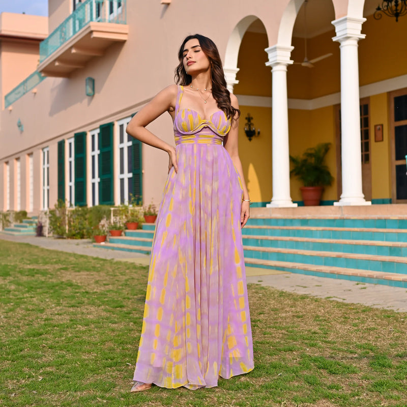 Lavender Skies Georgette Maxi Dress