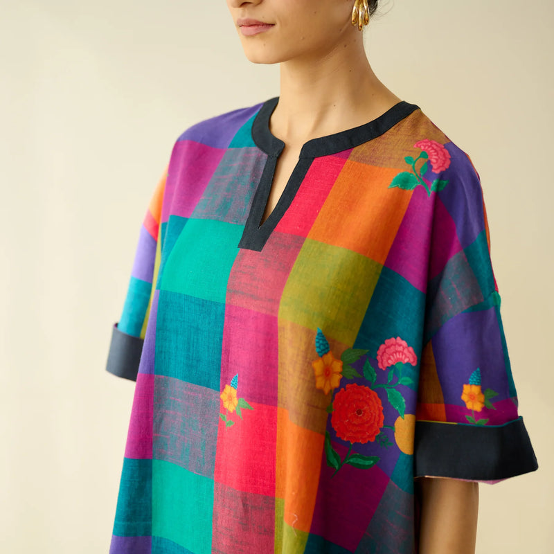 Rangrez Checkered Slub Cotton Co-Ord Set