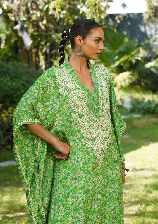 Sunheri Chikankari Luxe Kaftan Set