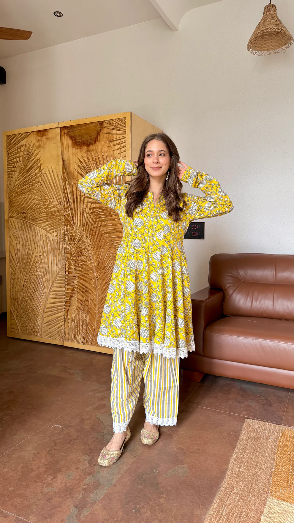 Yellow Blossom Floral Printed Cotton Co-ord Set