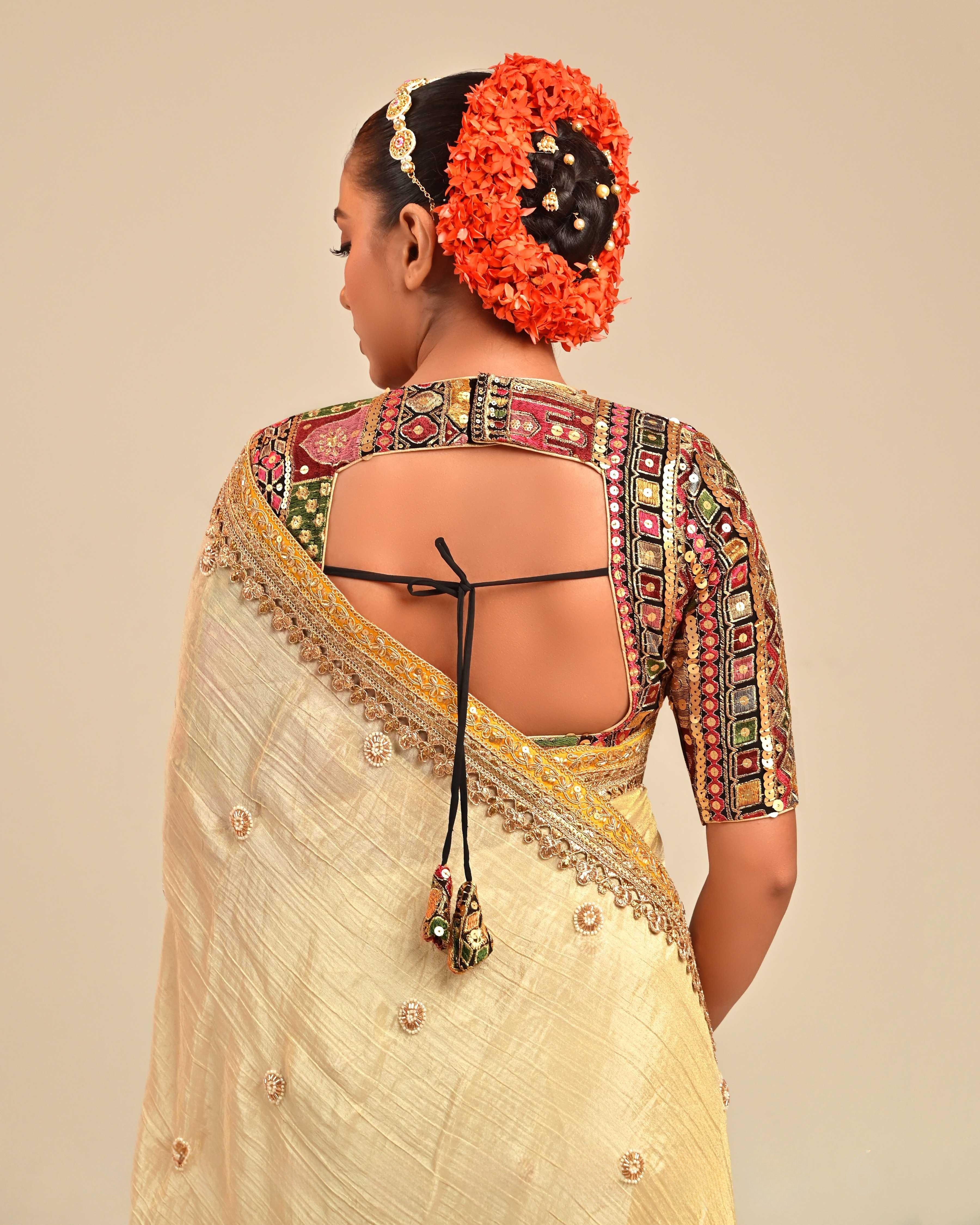 Georgette Multicolor Embroidered Edge Blouse