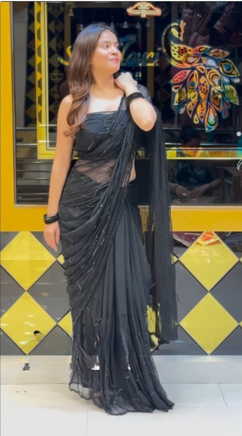 Elegant in Black Saree