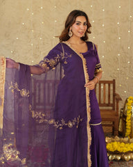 Ujwal Purple Satin Sharara Set