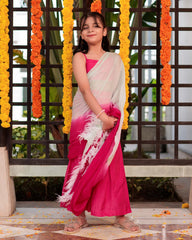 Pink Petunia Muslin Silk Pre-Draped Saree