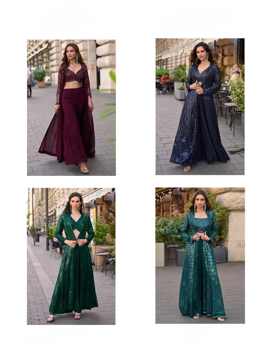 Georgette Embroidered Jacket Suit Set