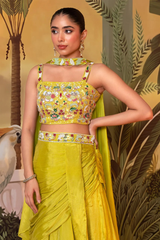 Green Crepe Spark & Shine Skirt Set