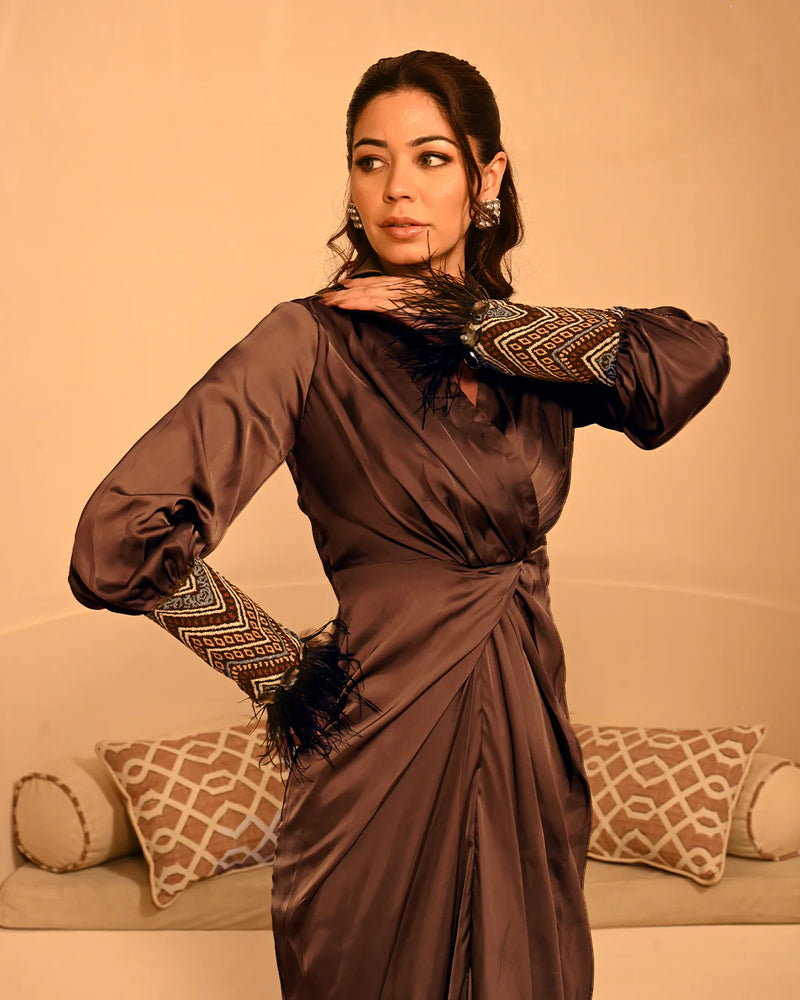 Armani Satin Brown Mocha Shirtdress