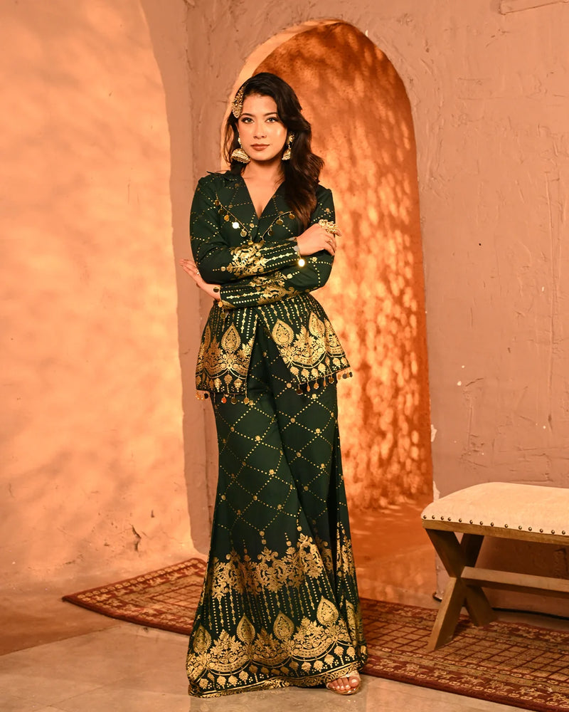 Copper Luxe Embroidered Blazer Co-Ord Set