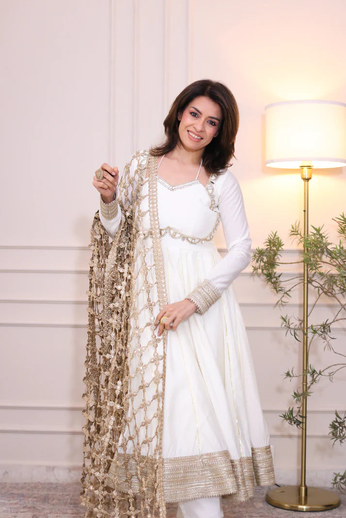 Pearl Majesty Anarkali Set with Dupatta – By Reet Lifestyle