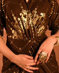 Cotton Rayon Brown Ghunghroo Shirtdress