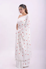 White Love Mulmul Cotton Saree- By Reet Lifestyle