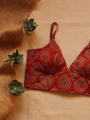 Maroon Cotton Ajrakh Padded Blouse