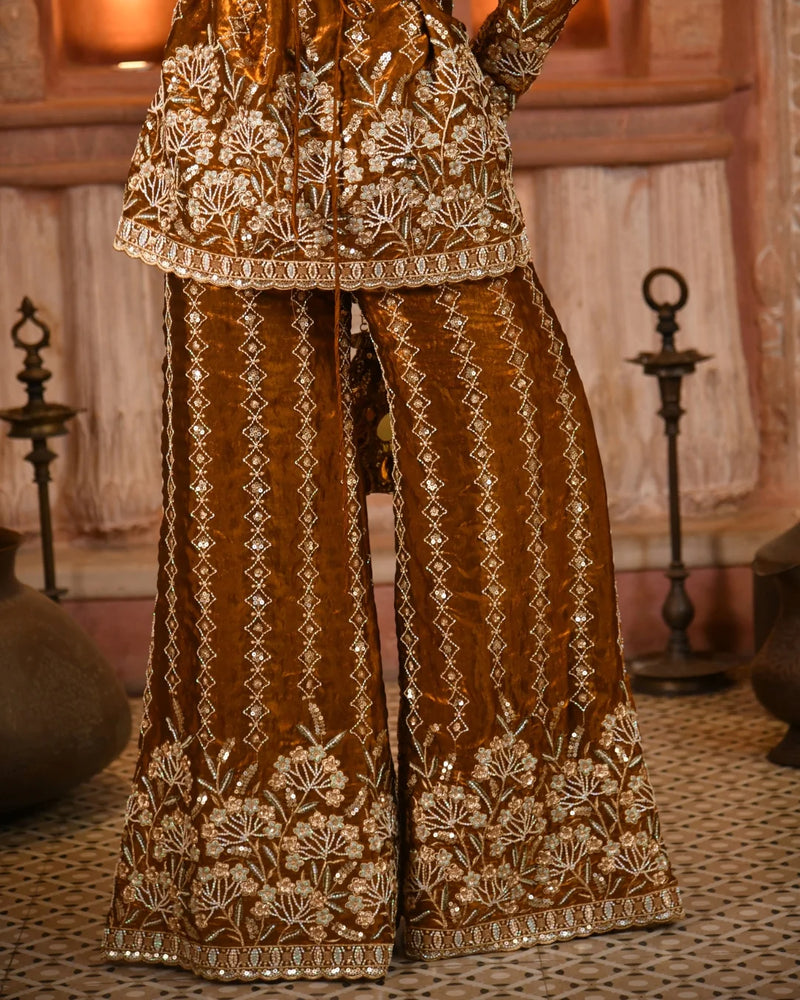 Copper Luxe Embroidered Blazer Co-Ord Set