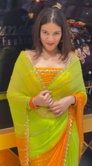 Orange & Green Ombre Saree
