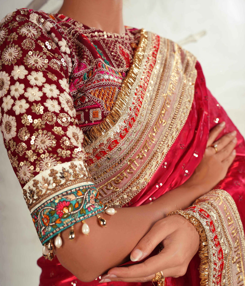 Multicolour thread embroidery blouse