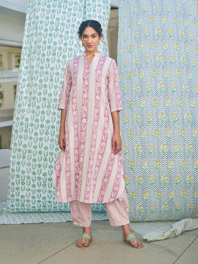 Cotton Kurta pink  & Pant Set- By Reet Lifestyle