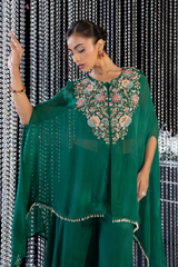Green Organza Glow Kaftan Set