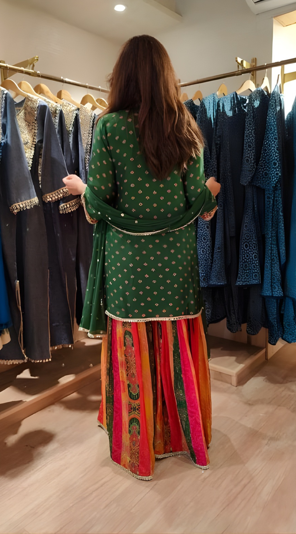 Blue Multicolor Crepe Mirror Work Sharara Set