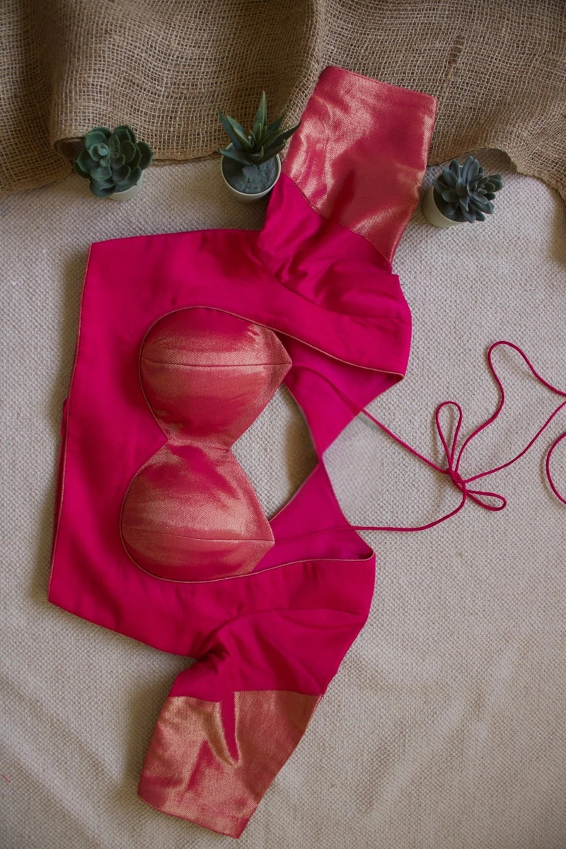 Pink Blouse Glam  Zari Silk Back-Tie