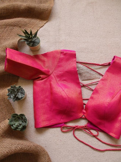 Blouse  Gulaabi Cotton Zari Backless