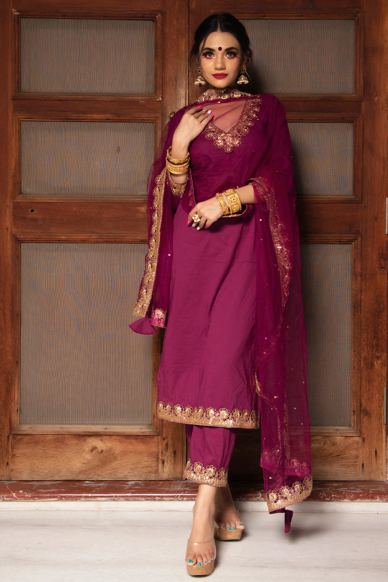 Lace work kurta set