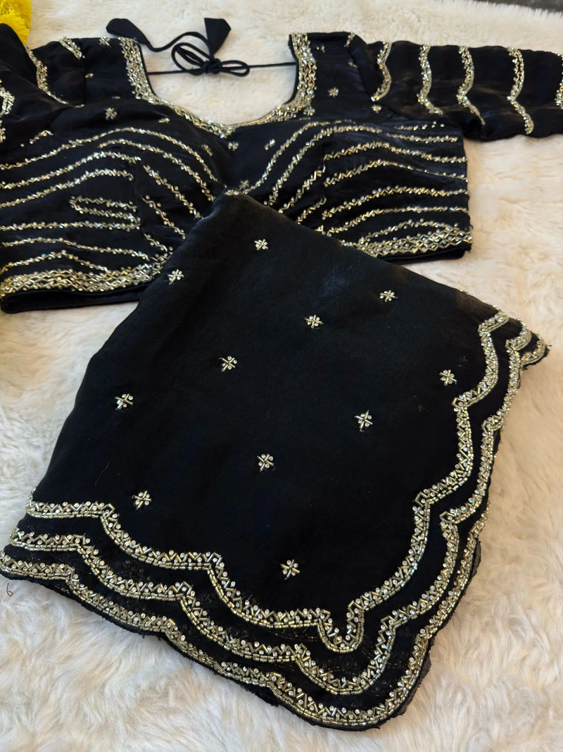 Garnet Red Fendy Silk Saree with blouse - By Reet Lifestyle