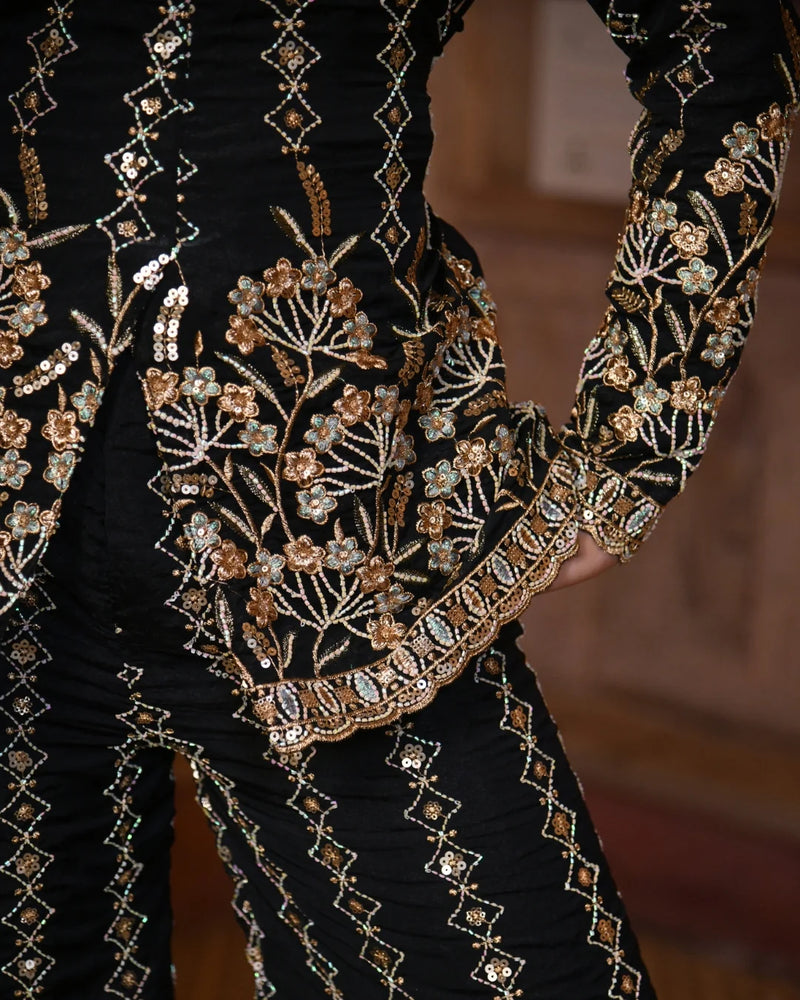 Copper Luxe Embroidered Blazer Co-Ord Set