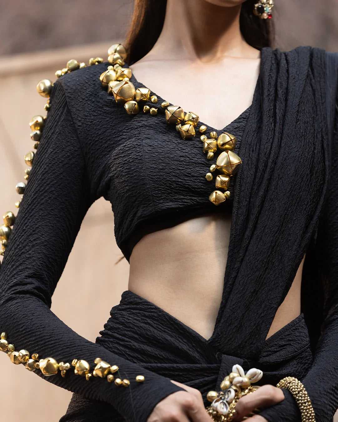 Siyah Ghungroo Luxe Pre-Draped Saree Set