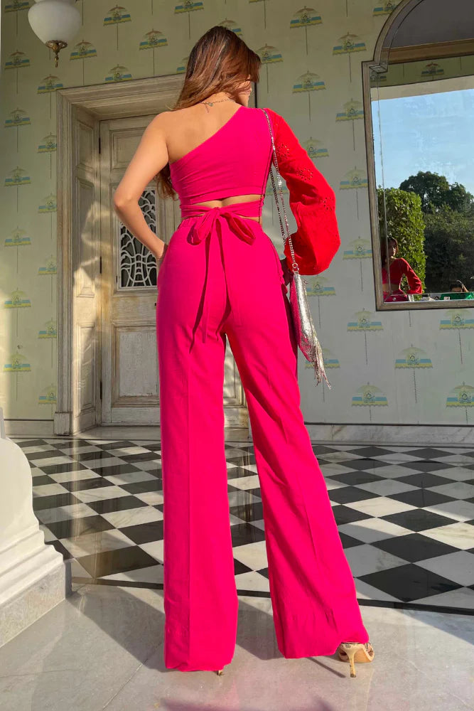 one shoulder cotton co-ord set