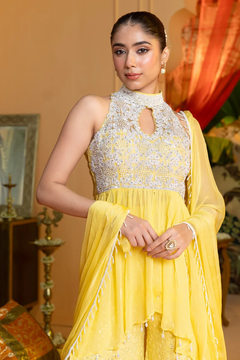 Yellow Dola Silk Palazzo Set