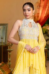 Yellow Dola Silk Palazzo Set
