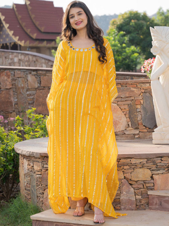Laal Sitara Striped Kaftan Set