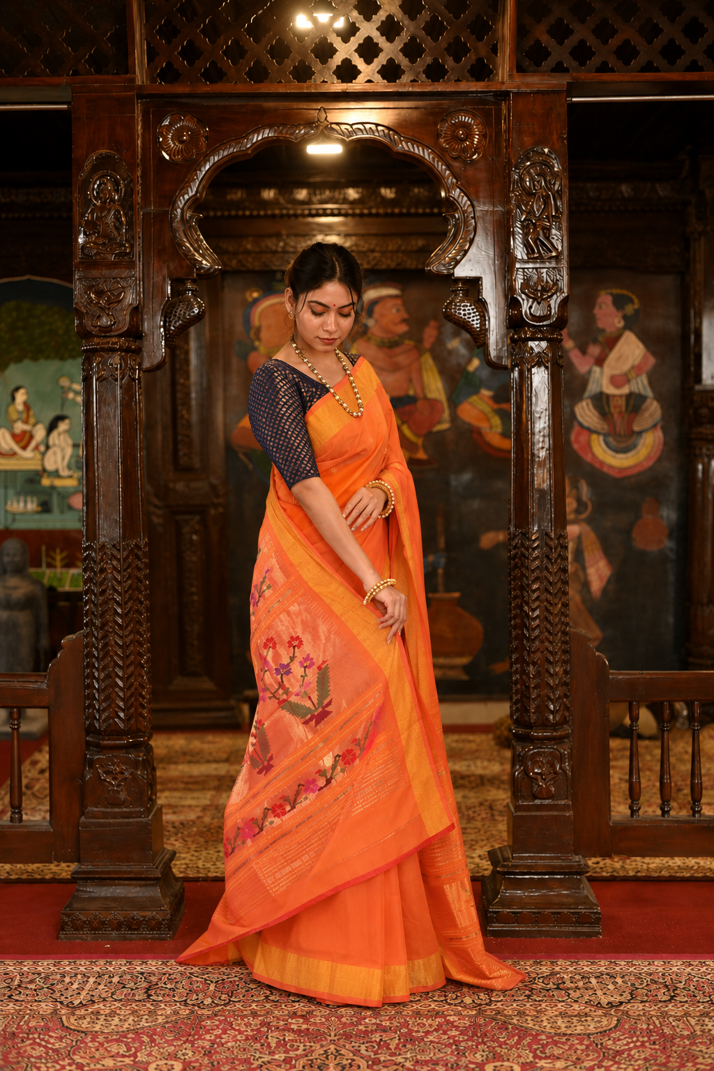 Pure Cotton Handloom Paithani Saree Traditional Paithani Pallu