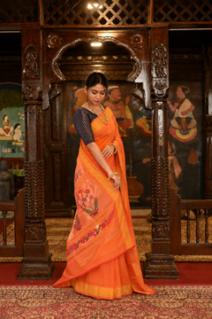 Pure Cotton Handloom Paithani Saree Traditional Paithani Pallu