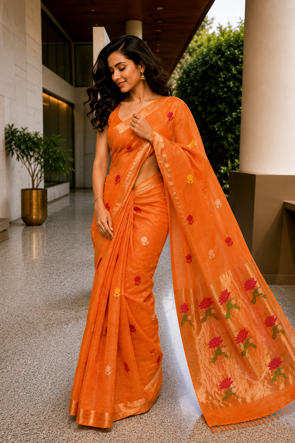 Rajvanshi Silk Linen Jamdani Saree