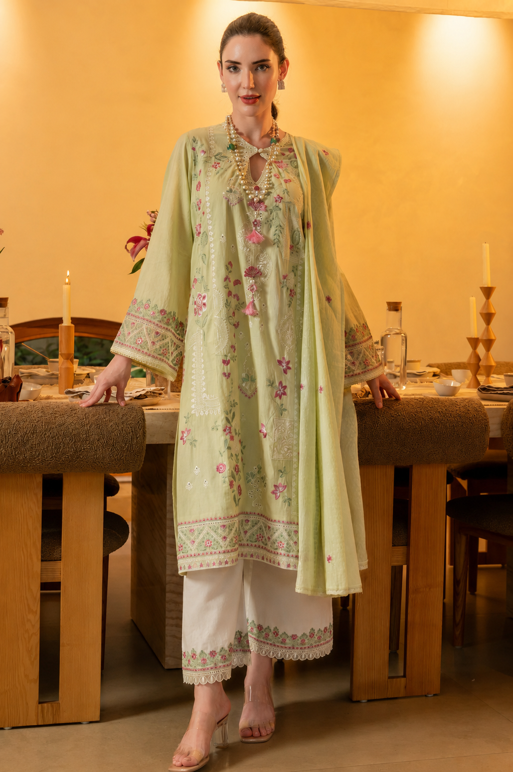Royal Look Embroidered Straight Fit Ethnic Suit