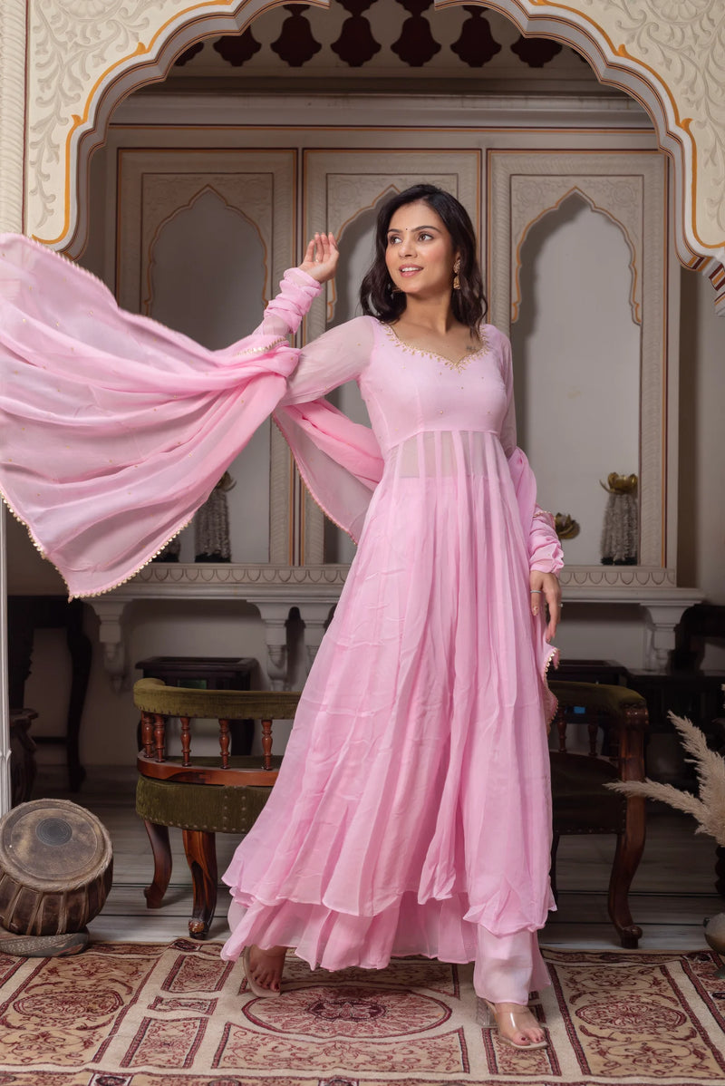 Meherbaan Gulabi Anarkali Set