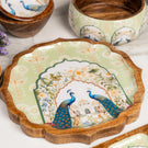 Premium Mango Wood Light Green Mayur Platter