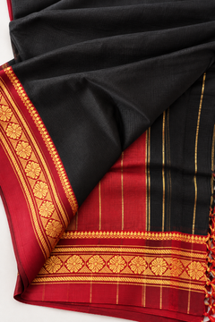 Handloom Cotton Silk Ilkal Saree With Pure Resham Pallu