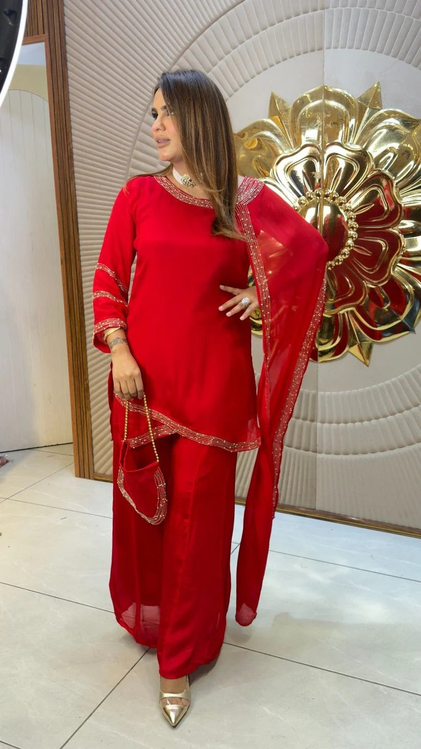 Neel Darbar Embellished Co-ord Set with Potli