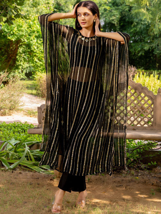 Laal Sitara Striped Kaftan Set