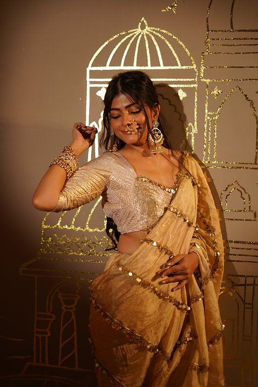 Sunehri Noor Tanchui Tissue Saree