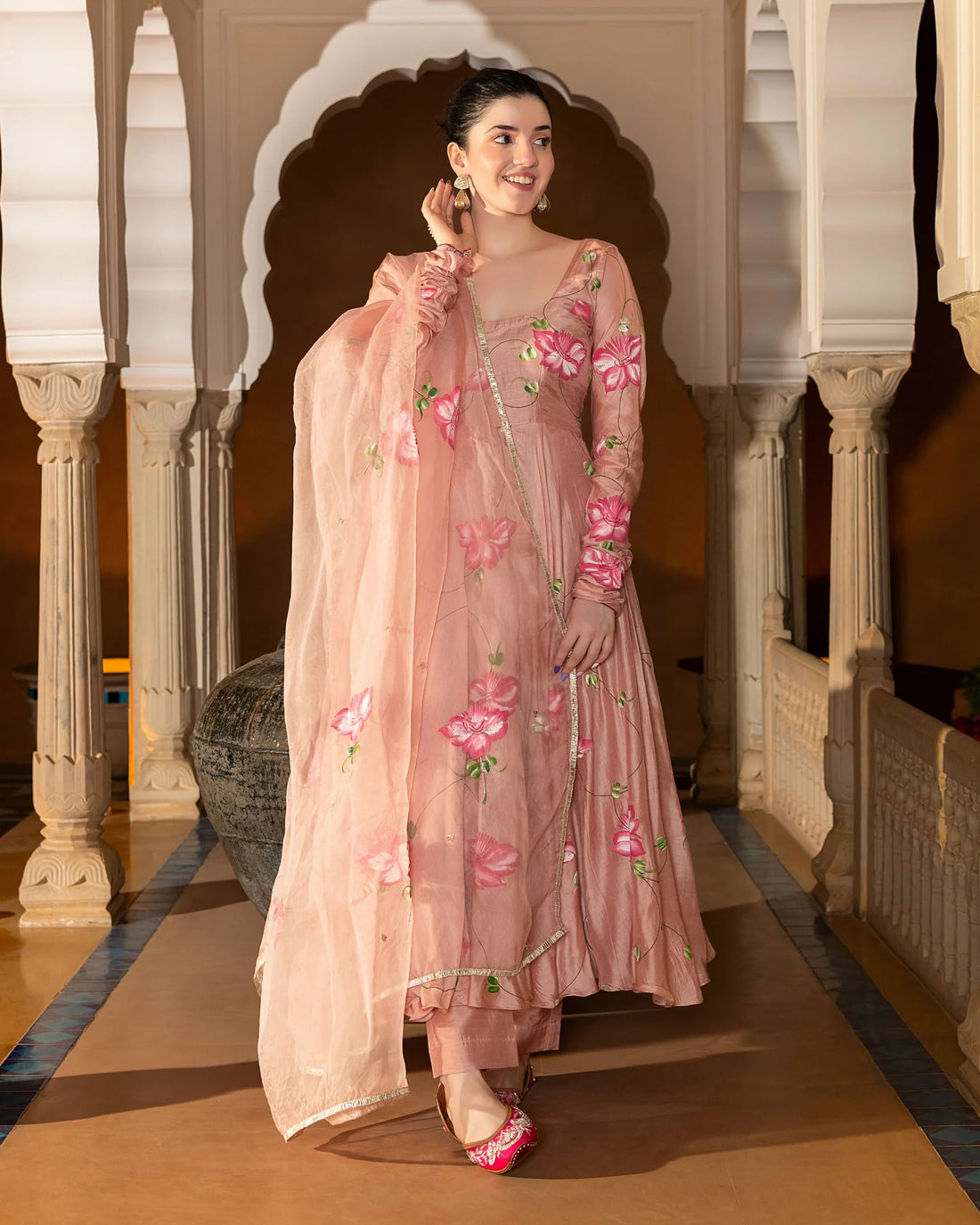 Meher Floral Handpainted Suit Set