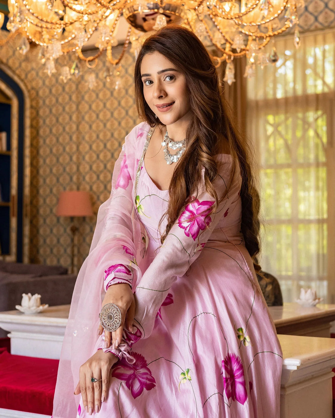 Meher Floral Handpainted Suit Set
