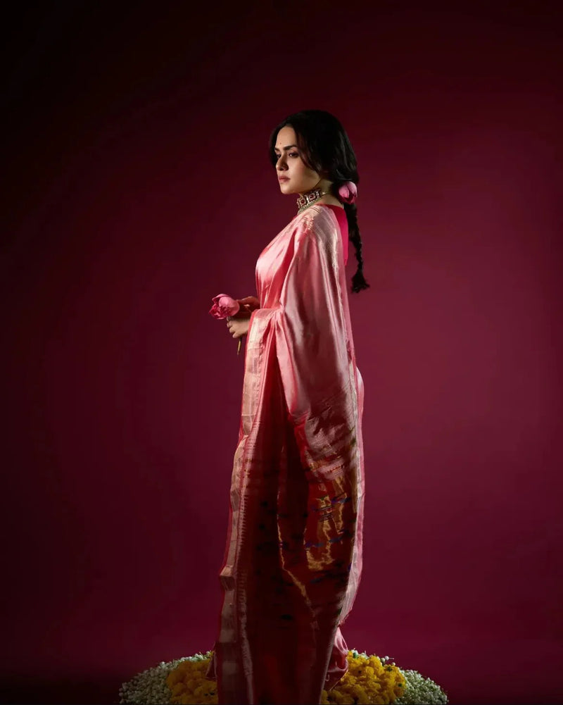 Pure Silk Paithani Saree with Traditional Woven Pallu