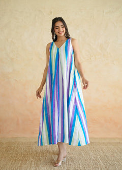 Noor Amara Striped Cotton Maxi Dress