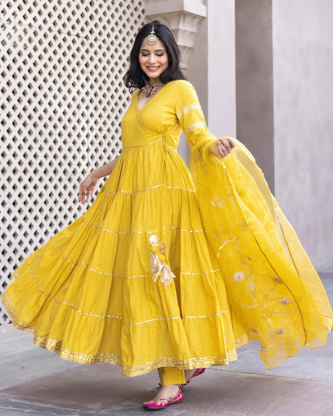 Noor Saffron Festive Anarkali Suit Set