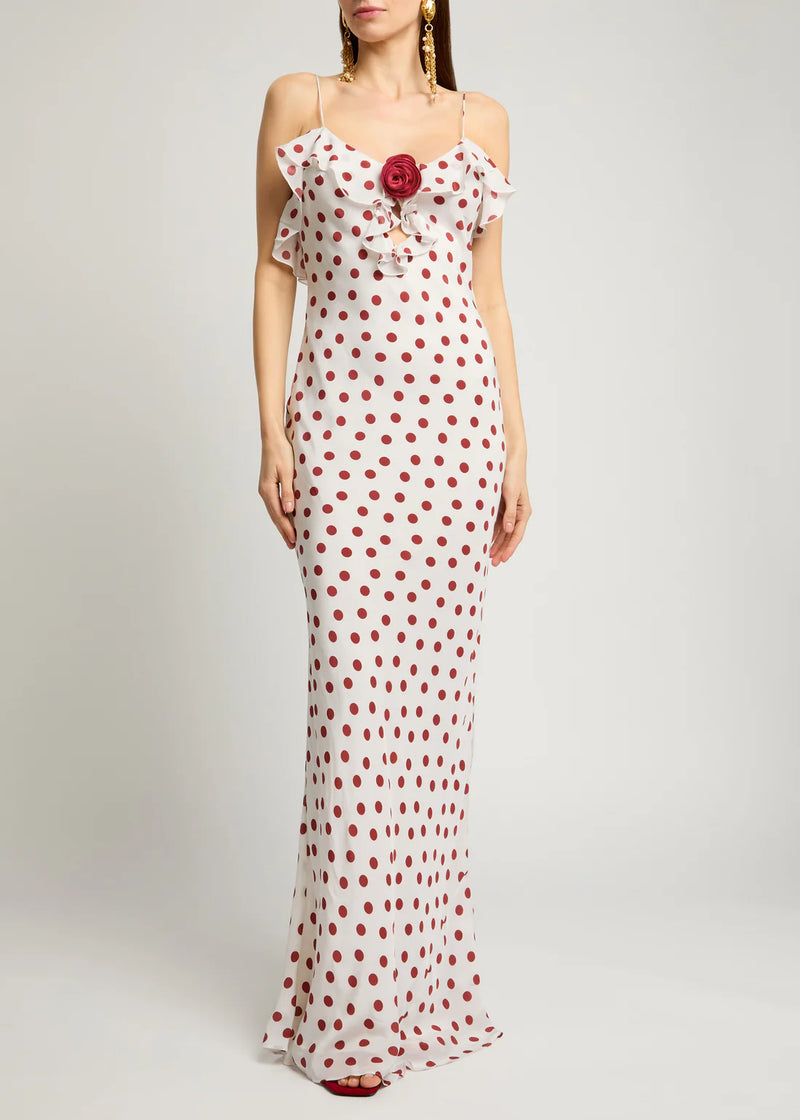 Dot Rose Zip-Front Dress